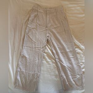 Abercrombie & Fitch Beige Striped Linen Cropped Pants